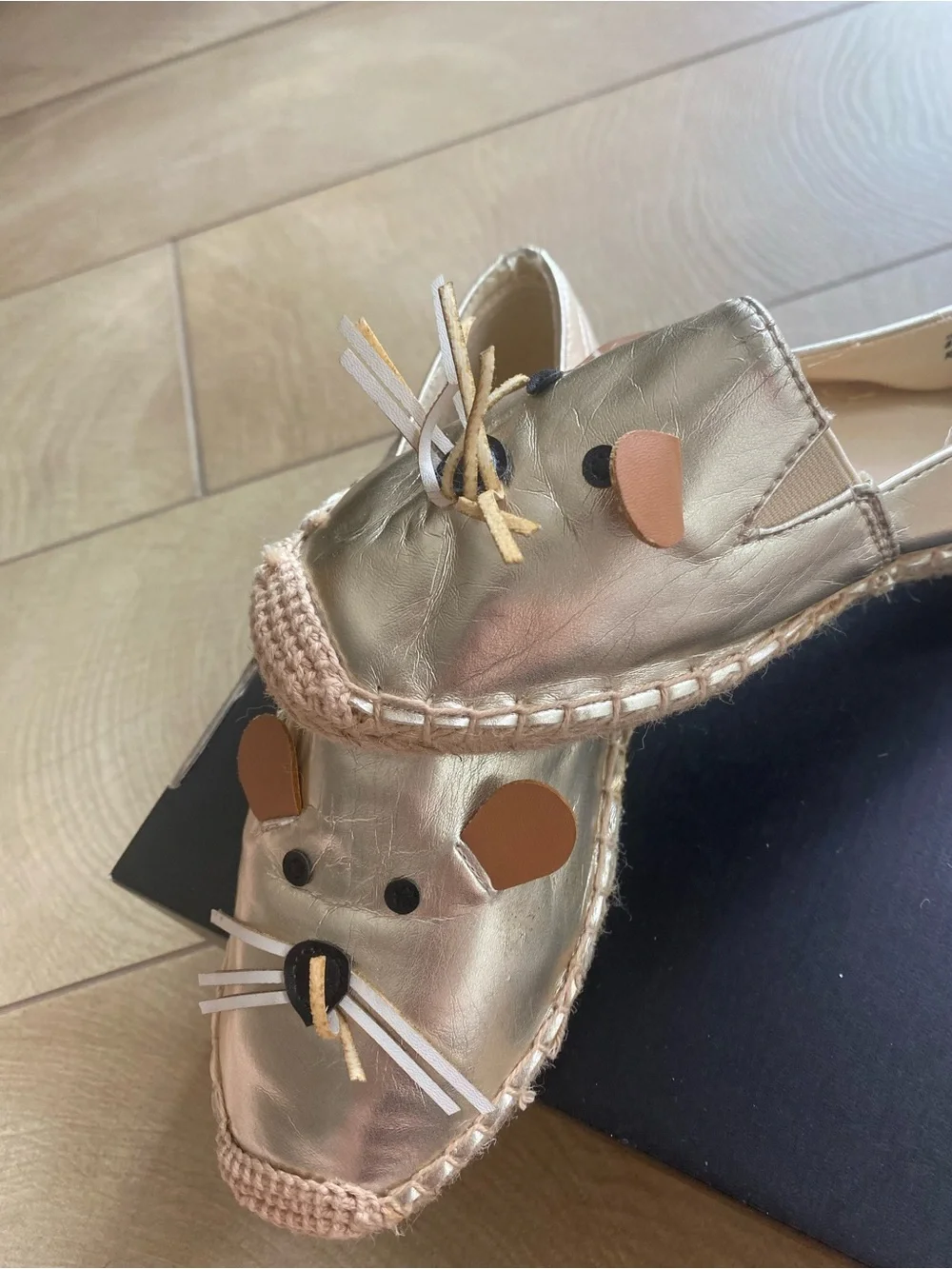 Gold Metallic Espadrille Mouse Slip-On Shoes